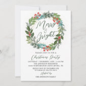 Greenery Holly Berries Wreath kerstparty Kaart (Voorkant)