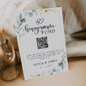 Greenery Honeymoon Fund QR Code Sign, bruiloft Kaart
