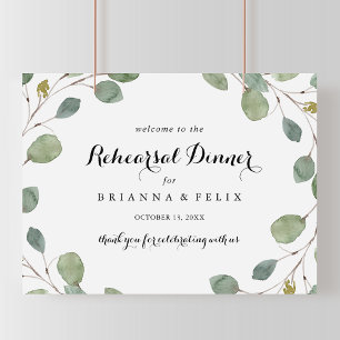 Greenery Horizontal Rehearsal Dinner Welcome Sign Poster