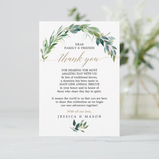 Greenery in Lieu Favors Dank je wel Aankondiging (Staand voorkant)