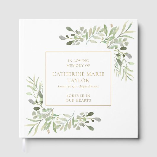 Greenery In Loving Memory Memorial Funeral Gastenboek (Voorkant)