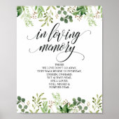 Greenery in Loving Memory Memorial Sign Poster (Voorkant)