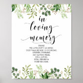 Greenery in Loving Memory Memorial Sign Poster (Voorkant)