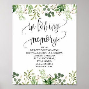 Greenery in Loving Memory Memorial Sign Poster