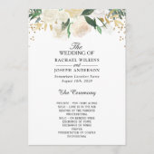 Greenery Ivory Floral Gold Glitter Wedding Programma (Voorkant)