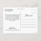 Greenery kerstfoto Waterverf Navy Blue Feestdagenkaart (Achterkant)