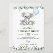 Greenery Koala Boy Verjaardag Uitnodiging (Voorkant)