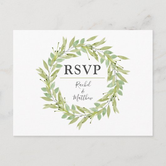 Greenery Krans Bruiloft RSVP Post Kaarten (Voorkant)