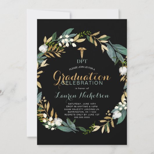 Greenery Krans DPT Afstudeerfeest uitnodiging (Voorkant)