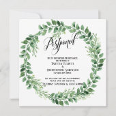 Greenery krans uitgestelde bruiloft aankondiging (Voorkant)