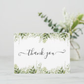 Greenery laat elegant script over bedankkaart (Staand voorkant)