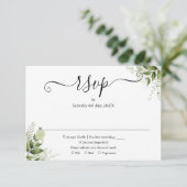 Greenery laat legant Script Wedding RSVP Kaartje (Staand voorkant)