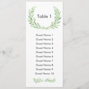 Greenery Laurel Wreath Guest Seating Plan Kaart