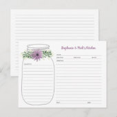 Greenery lavender Floral Mason Jar Recipe Kaarten (Voorkant / Achterkant)