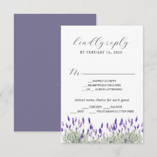 Greenery Lavender Lila Paars Lila Wedding RSVP E Informatiekaartje