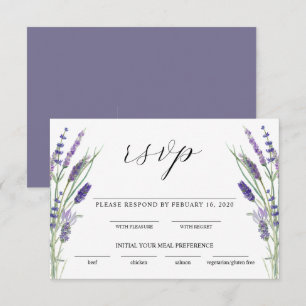 Greenery Lavender Lila Paars Lila Wedding RSVP Informatiekaartje