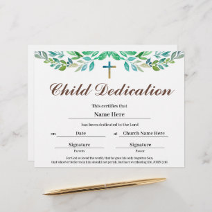 Greenery leaf Child Dedication Certificate
