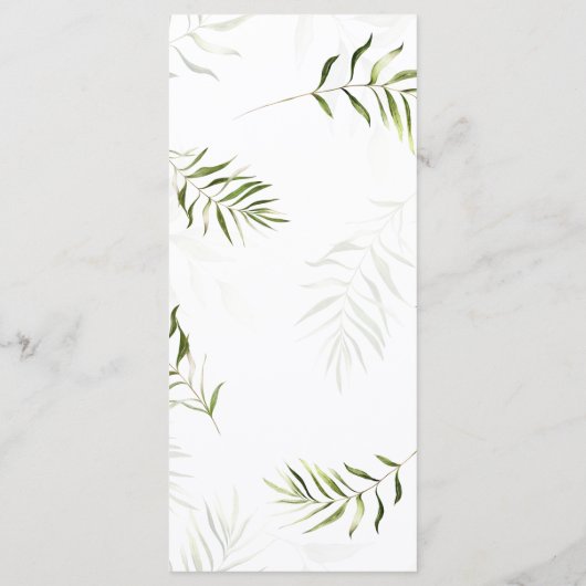 Greenery Leaf Floral Minimal Wedding Menu (Achterkant)