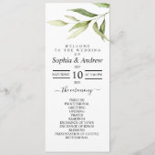 Greenery Leaf Floral Minimal Wedding Programs Programma (Voorkant)