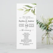 Greenery Leaf Floral Minimal Wedding Programs Programma (Staand voorkant)