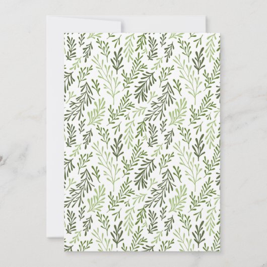 Greenery Leaf Pattern Elegant Verjaardagsfeest Kaart (Achterkant)