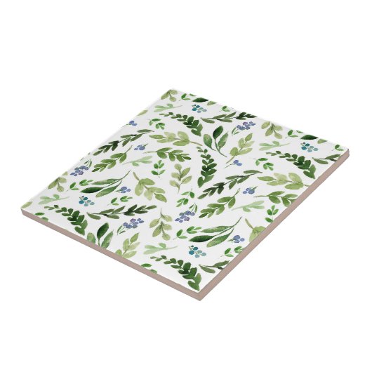 Greenery Leaf Pattern Modern Simple Cute Tegeltje (Zijkant)