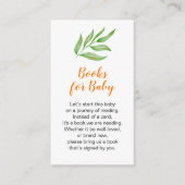 Greenery Leaf Waterverf Baby shower Book Request Informatiekaartje (Voorkant)