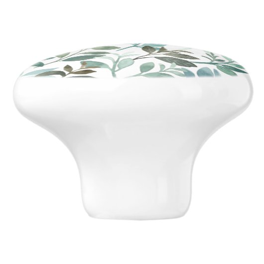 Greenery Leaf Waterverf Botanische Natuur Keramische Knop (Zijkant)