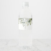 Greenery Leafy Branch Modern Script Vrijgezellenfe Waterfles Etiket (Achterkant)