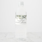 Greenery Leafy Branch Modern Script Vrijgezellenfe Waterfles Etiket (Voorkant)