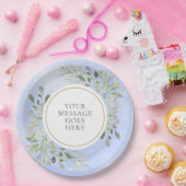 Greenery Leaves Blue Waterverf Celebration Papieren Bordje (Feest)