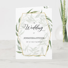 Greenery Leaves Calligraphy Wedding Folded Program Programma