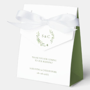 Greenery Leaves Elegant Monogram Weddenschap aange Bedankdoosjes