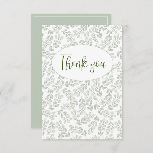 Greenery Leaves Flat Hartelijk dank Bedankkaart (Voorkant / Achterkant)