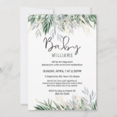 Greenery Leaves Foliage Baby shower Invitation Kaart (Voorkant)