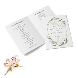 Greenery Leaves Gold Lijst Wedding Folded Program