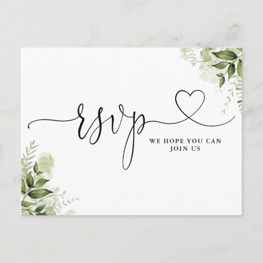 Greenery Leaves Heart Script Song Request Uitnodiging Briefkaart (Voorkant)
