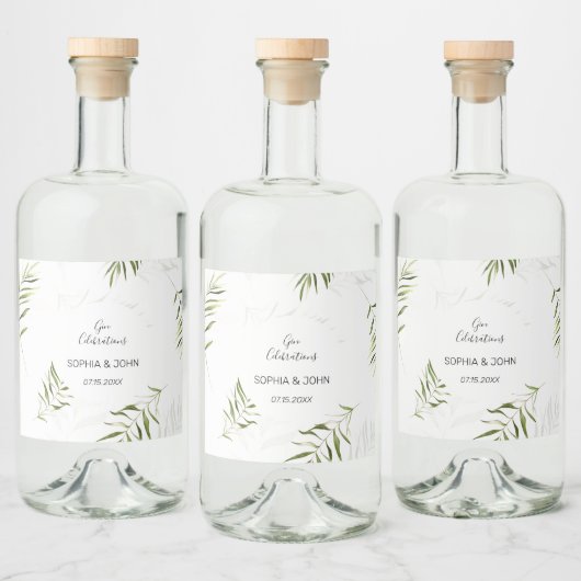 Greenery Leaves Wedding Liquor Bottle Label Likeurfles Etiket (Flessen)