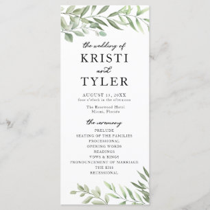 Greenery Leaves Wedding Program Programma