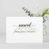 Greenery Leaves Wedding Reserved Seating Sign Kaart (Staand voorkant)