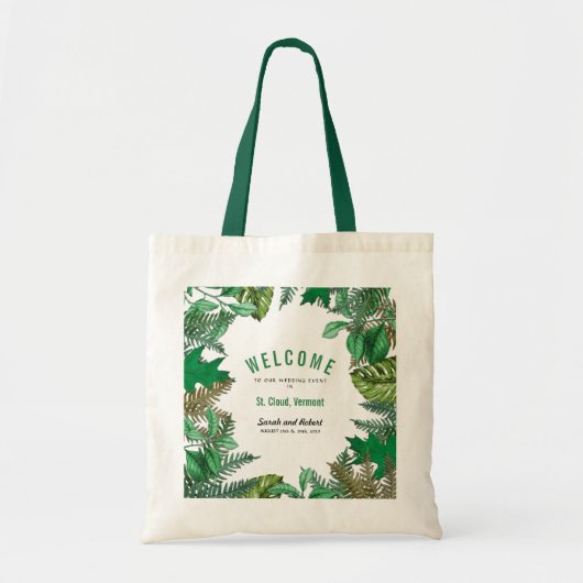 Greenery Leaves Weekend Wedding Event Welkom Tote Bag (Voorkant)