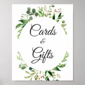 Greenery Leaves Wreated Kaarten and Gifts Sign Poster (Voorkant)