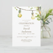 Greenery & Lights Celebration of Life Invitation (Debout devant)