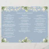 Greenery Lights Dusty Blue Trifold Wedding Program Flyer (Achterkant)