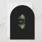Greenery Lights Monogram Zwart-wit bruiloft Kaart (Achterkant)