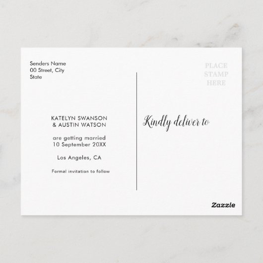 Greenery lijst belettering bruiloft save the date briefkaart (Achterkant)