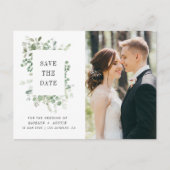 Greenery lijst belettering bruiloft save the date briefkaart (Voorkant)