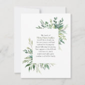 Greenery Lijst Funeral Script Dank u Noteer Kaart (Voorkant)