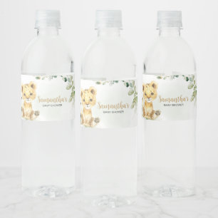 Greenery Lion Baby shower Waterfles Etiket