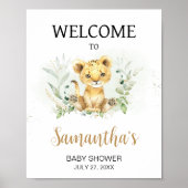 Greenery Lion Baby shower Welkom Poster (Voorkant)